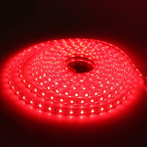 ONSSI® Tiras LED SMD2835 120 Led/m 220v (Rojo,3M) IP65 Impermeable Tira Led Sin Alambre con Enchufe
