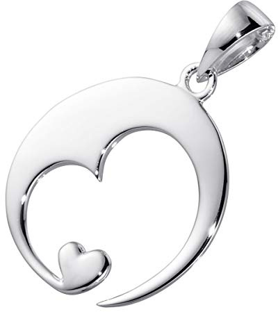 Materia Damen Herz-Anhänger Silber 925 rhodiniert Schmuck Liebe mit Halskette inkl. Geschenk-Box #KA-16
