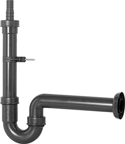 Cornat Rezyklat T355004R - Tapón antiolores (1 1/2 x 40 mm, con boquilla y soporte de pared, fabricado en plástico reciclado), color negro