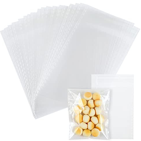 GWHOLE 100 Stück 7 x 10 cm Kunststoffbeutel, transparent, selbstklebend, OPP-Beutel, Zellophanbeutel, für Süßigkeiten, Kekse, Schokolade, Sandwiches, Kekse, Seife, Schmuck