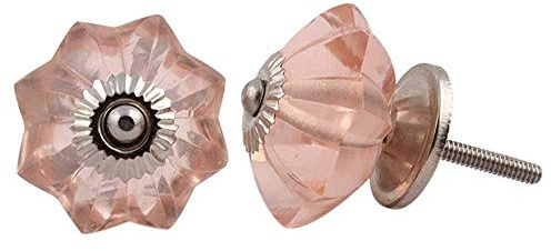 YourKart Türknauf für Innenbereich, Glas und Metall, Rosa, 2 Stück