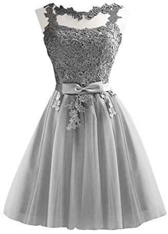 Amosfun Robe De Soirée Femme Courte en Dentelle Robe De Demoiselle d'honneur Fine Taille S pour Mariage Bal Cérémonie Baptême Anniversaire Et Séance Photo