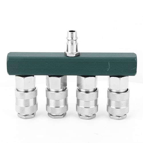 4-Wege Verteiler Anschluss 1/4 NPT Druckluftverteiler Druckluftschnellkupplungen Luftschlauchkupplung mit pneumatischen Anschlüssen