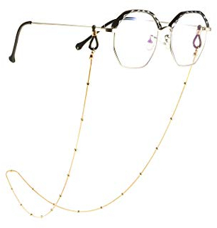 Yienate Bohemia Damen Brillenketten mit Schlangenknochen Kupferperlen Brillen-Zubehör Brillen-Halter – Brillenband-Halter – Sonnenbrillen-Halteband (Gold)