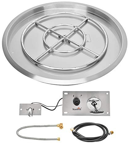 Stanbroil Kit de foyer à gaz rond de 78,7 cm avec kit d'allumage par étincelle, insert de brûleur à gaz en acier inoxydable 304 pour table de brasero à faire soi-même, max 296 000 BTU – Version gaz