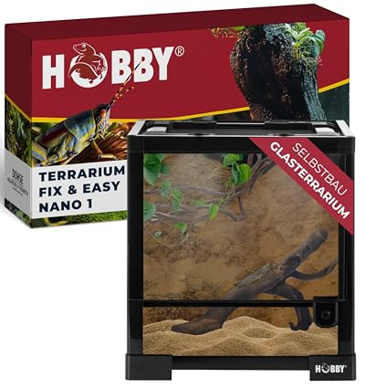 Hobby Terraristik Fix und Easy Nano 1 I Geeignet für die Haltung Kleiner Amphibien und Insekten I Mit wasserdichtem Boden und Schwingtüren I Ideal für Anfänger und Profis I Schwarz
