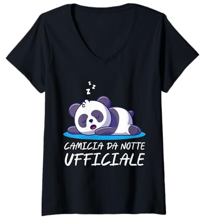Donna Camicia da notte ufficiale pigiama panda carino Maglietta con Collo a V