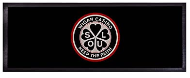 L&S PRINTS FOAM DESIGNS Bar Runner Home Bar Idea Wigan Casino Keep The Faith Design 58cm x 22cm Rubber Beer Mat Non Slip Bar Runner Accessory Home Garden Cocktail Party | Pub | Man Cave