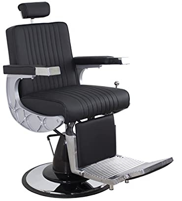 MELCAP Professioneller Friseurstuhl Madison aus schwarzem Leder