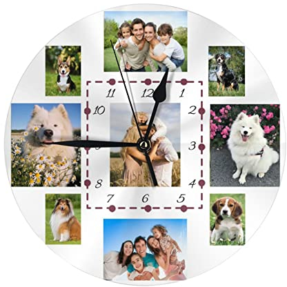 Orologio da Parete con Foto, Orologi da Parete Personalizzato, Orologi da Parete Personalizzato Foto Testo per Regalo Decorativo Anniversario Matrimonio Compleanno Della Madre Padre Famiglia