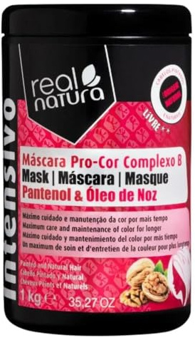 Real Natura - Máscara Sin Sal Pro-Color Vitamina B - Protección del Color - Nutrición Intensa - Fragancia Duradera - Ideal para Cabello Teñido - 1 kg