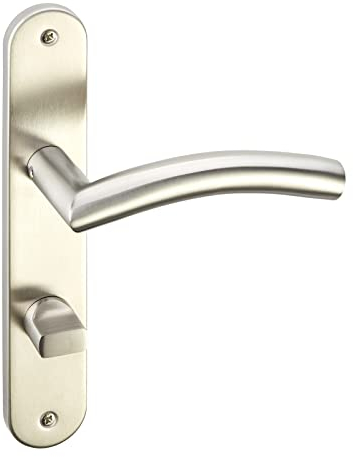 1 Jeu de poignées de porte EMIL brossées Poignées de porte de salle de bains (WC) sur une longue plaque Ensemble de salle de bain avec matériel de fixation de Sotech