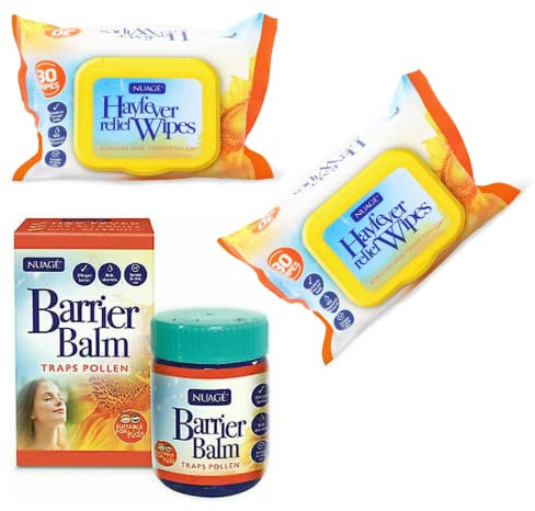Her Flavour Lingettes Nuage contre le rhume des foins et baume barrière contre les allergènes | Lingettes et baume anti-allergie | Remède naturel contre le rhume des foins 30 lingettes refermables |