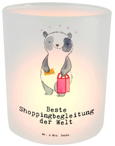 Mr. & Mrs. Panda Deko Windlicht Panda Shoppingbegleitung - Geschenk, Teelichtgläser, Kerzenlicht, Dankeschön, Windlicht Dekorieren, Freundin,