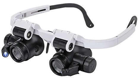 Lupenbrille 8X 15X 23X Vergrößerung Lupe Brillenlupe mit 2 x LED Licht Kopfbandlupe Vergrößerungsglas Lupe für Juwelier Uhrmacher und Feinmechanische Reparaturen