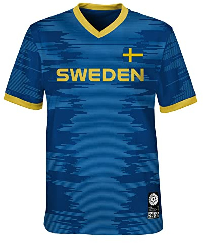 Official 2023 Women's Football World Cup Kids Team Shirt, Sweden, Blue, 5-6 Years