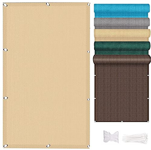 AMZYU Balkon Sichtschutz Ohne Bohren 130 x 250 cm Blickdichte Balkonumspannung Wind- und UV-Schutz mit Kabelbinder für Terrasse Outdoor, Sandgelb