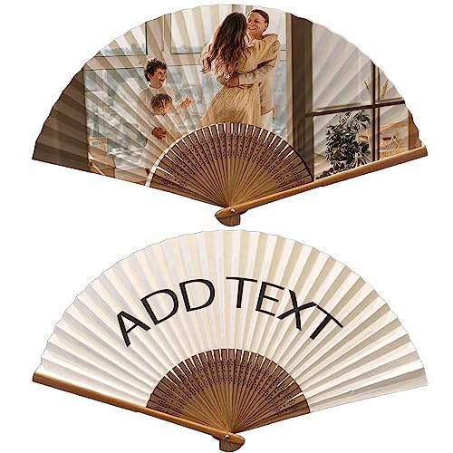 WERWAES Handfächer Personalisierte Fotos Fächer Hochzeit Handfächer Bambus Sommer Gastgeschenke zur Hochzeit der Originalität Personalisierte Geschenk