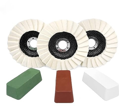 5 Buffing Polishing Wheels Felt Flap Disc and Polishing Compounds Set for Metals Stainless Steel Aluminum Fiberglass Plastic
