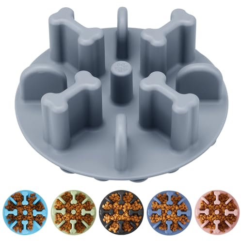 Slow Feeder Dog Bowls Insert, Animire Soft Silicone Anti-Choking Puzzle Slow Feeder, Anti-Slip Slow Down Eating Feeder Insert, Compatible with Regular Elevated Dog Bowls