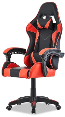 Walden Gaming Stuhl ergonomisch Office Chair bürostühle Gaming Chair Rückenlehne Sitzhöhe verstellbar Drehstuhl Racing Office Computer Ergonomic Video Game Chair (ROT)