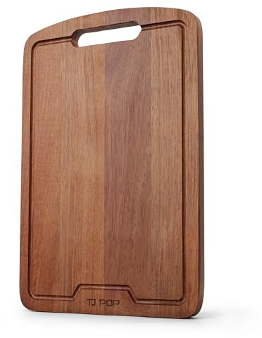 Schneidebrett Holz 35 x 25 cm, Akazie Holz Schneidebrett für Pute, Fleisch, Gemüse, Bbq, Käse, Charcuteriebrett Mit Aufhängeloch Und Saftrille