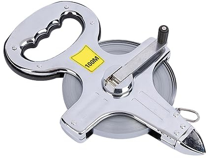 Gadpiparty Mètre Ruban Rétractable en Acier Inoxydable 100m Multifonction Cadre Robuste Portable Argenté pour Construction et Usage Domestique