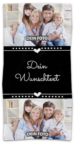 Print Royal PR Handtuch personalisiert mit Foto und Wunschtext - Personalisiertes Handtuch Bedrucken - Persönliches Fotogeschenk für Familie und Freunde | 100 x 50 cm, schwarz