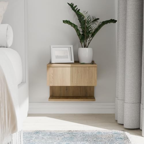 ComfortCove Wall Bedside Table, W35 x H30 x D31,6 cm, Sonoma