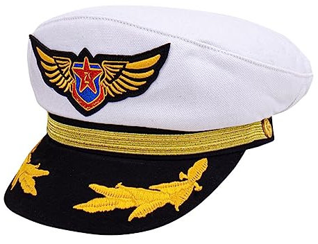 CIYODO Cotton Boys and Girls Captain Hat Sailor Hat Pilots Boat Captain Decoration