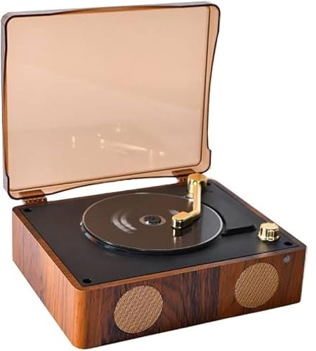 HYYKEJI Lecteur CD Vintage, Platine Vinyle rétro avec Bluetooth, Design rétro, Haut-parleurs stéréo intégrés, Plusieurs Modes de Lecture, pour Les Amateurs de Musique