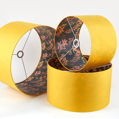 Zeitgenössischer Trommel-Lampenschirm 40 cm Gelb für Tisch-, Steh- und Pendelleuchten, für Wohnzimmer und Schlafzimmer, E27 E14 max. 60 Watt von Stella & Mag Creative