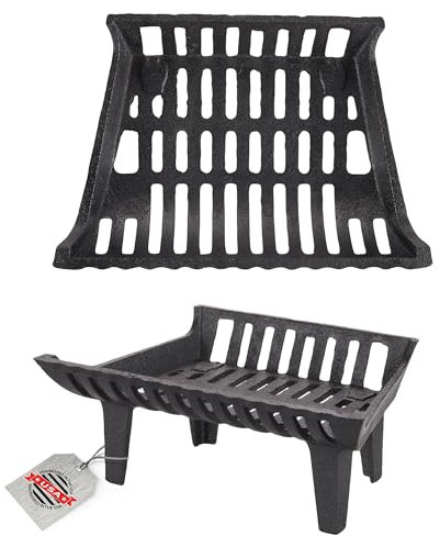 Flame Genie Heavy-Duty Cast Iron Fireplace Grate, 4 Clearance, Black, 17