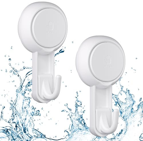 Luxear 2 Pack Suction Hooks,Reusable Heavy Duty 3KG Sucker Hooks, Plastic Removable Suction Cup Hook, Vacuum Seamless Shower Hook for Bathroom Shower Kitchen Window Christmas Wreath