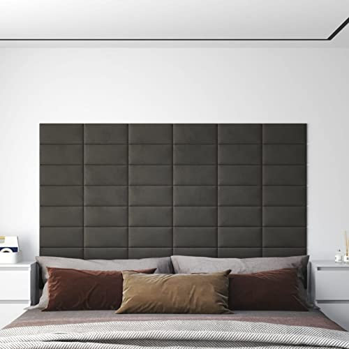 qohoio Pannelli Murali 12 pz Grigio Scuro 30x15 cm Velluto 0,54 m²,Articoli di ferramenta,Materiali da Costruzione,Pannelli-343780