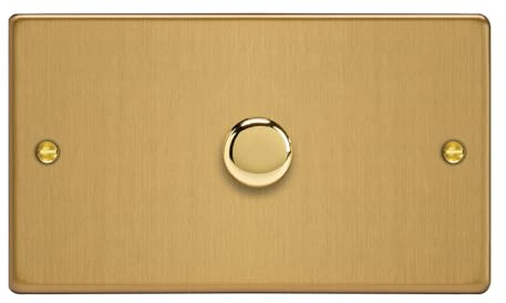 Varilight 1-Gang Matrix Kit for Rotary Dimmers (Twin Plate) Brushed Brass - Plate and Knob(s) only
