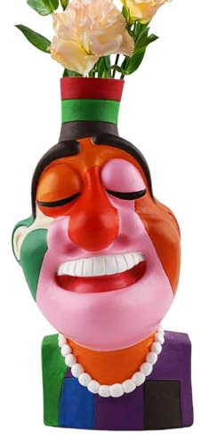 Eclectic Face Vasen Für Blumen, 8,1 Zoll Einzigartige Bunte Dekorative Gesichtsvase Abstrakte Kopf Blumenvase Für Die Heimdekoration