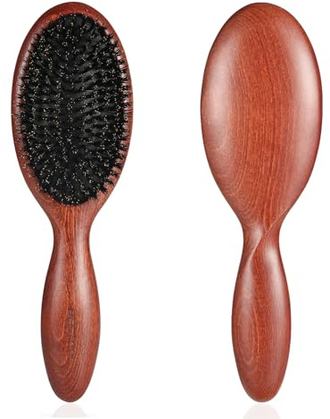 BESTOOL Haarbürste mit 100% Wildschweinborste, Naturborsten Bürste für dünnes, feines Haare, steife Borsten, Sleek Bun Bürste Haarbürste, Reduziert Haarbruch und Frizz
