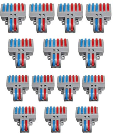Klemmen Set, Verbindungsklemme Set mit Hebel, Draht Push Kabelverbinder, Kompakt Steckklemmen, aus Kunststoff, 10 Stück Klemmen 8 Polig, Mit Befestigungsschrauben (2 in 6 raus)