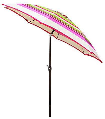 CRBUDY Ombrellone da Giardino da 2,7 m con inclinazione e manovella, 8 robuste Stecche, ombrellone da Esterno per Patio, Balcone, terrazza, Piscina, Strisce Rosse