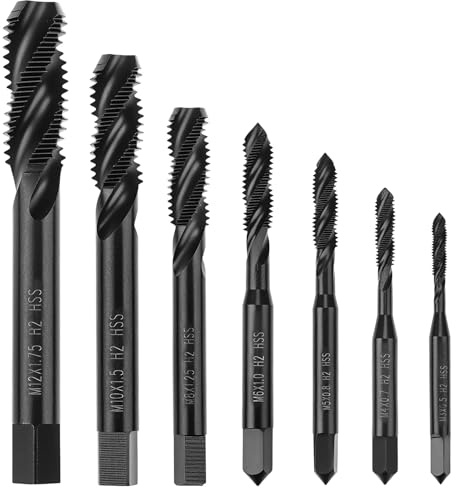 QWORK® 7 Stück Gewindebohrer Set, M3-M12 Kombi-Bohrer für Metall Holz