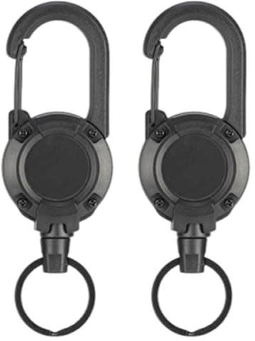 XFSRG Llavero Retráctil Negro con Cable de Acero Inoxidable Porta Chaves Extensible para Identificación y Uso Diario