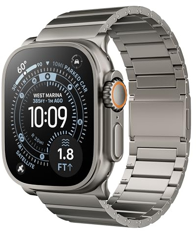 ULULOOK DLC Titan Armband für Apple Watch Ultra 3/Ultra 2/1, Doppelt Titanium Schwarz Magnetisch Ersatzarmbänder mit 6.0 mm Einstellbare Glied für iWatch Ultra 49mm