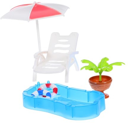 BESPORTBLE Miniature Umbrella Beach Chair Pool Pools Doll House Mini Beach Chair Miniature Dollhouse Accessories Mini Dollhouse Plastic