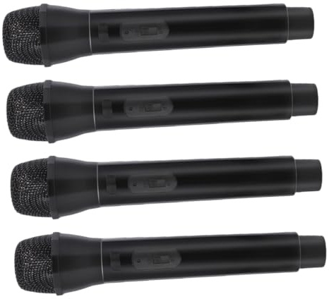 Microfono Simulato per Ragazzo Ragazza 4 Pezzi Abs Nero, Realistico | Gioco di Ruolo e Scena, Design Leggero, Effetto Sonoro Realistico senza Batterie, Aspetto Vivido