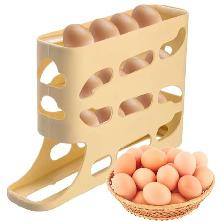 Huevera Para Refrigerador - Dispensador De Bandeja Rodante Por Gravedad | Estante Organizador Compacto Para 30 Huevos, Ideal Para Congelador, Despensa, Apartamento, Cafetería, Hogar