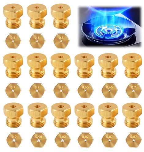 15-teiliges Universal-Düsenset für Umwandlung von LPG Propan | , Herd und Kochfeld, Gasflasche Brenner 0,5 – 0,65 – 0,7 – 0,80 – 0,87 – 0,90 – 0,95 – 1,02 mm