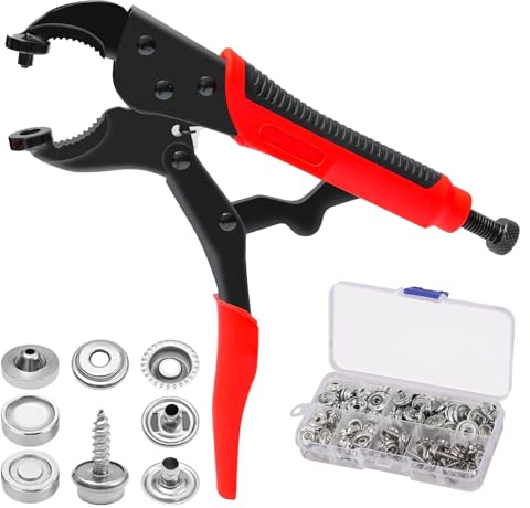 ZhouWei Tryckknappar med 1 x justerbar tång 3 matriser och 40 uppsättningar knappar 15 mm, metalltryckknappar med tryckknappar, tryckknappar i metall, tryckknappar, för läder denimtyg