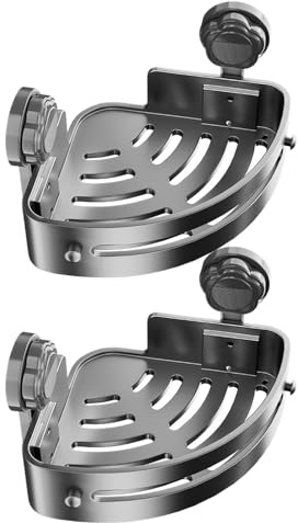 Huasean Ripiano Angolare Per Doccia - 2 Pezzi Senza Trapanatura - Ripiano Angolo Bagno Parete Deposito - Per Bagno Casa Appartamento Hotel Shampoo Spugna Sapone Bagnoschiuma Articoli Igienici