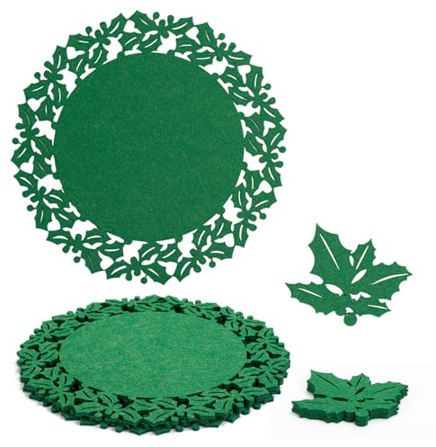 12PCS Tischset Weihnachten Untersetzer Teller Weihnachtliche Filz-Set